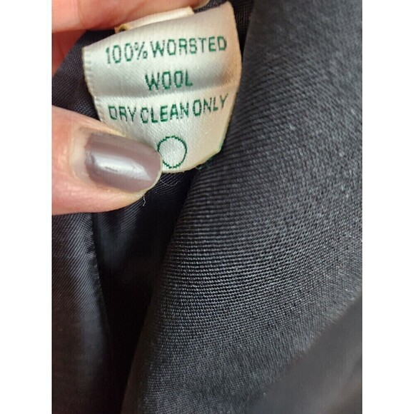 Austin Reed Womens Black Worsted Wool Blazer Sz 12 Lined One Button Some Wear - Picture 7 of 12